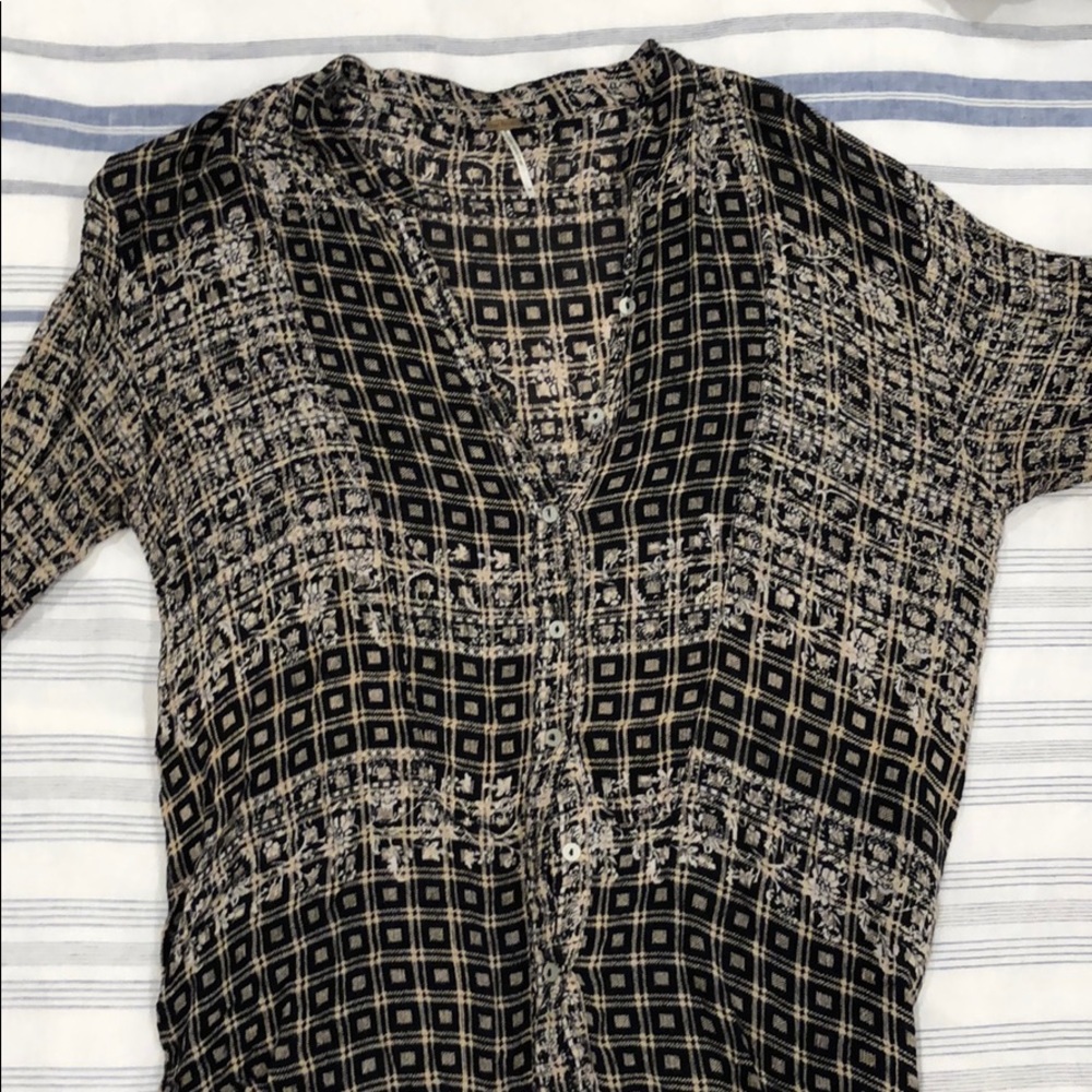 Free People Dark Floral Blouse